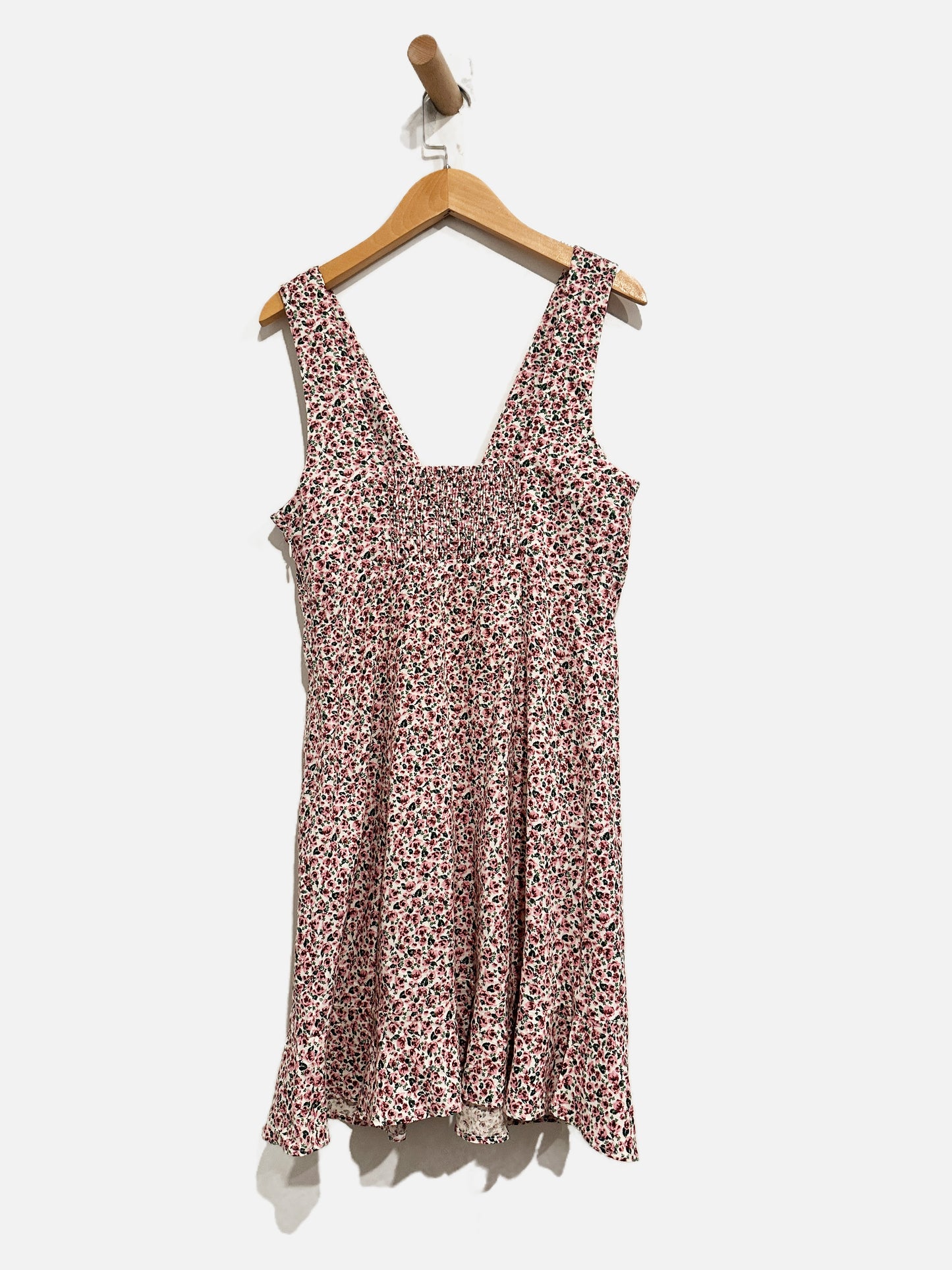 Zara Pink Floral V-Neck Mini Dress - Small