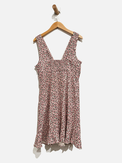 Zara Pink Floral V-Neck Mini Dress - Small