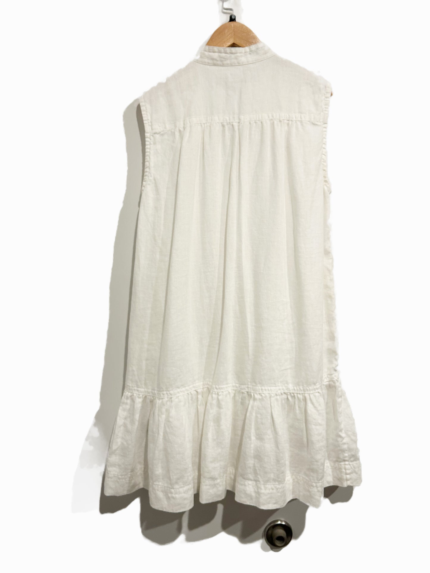 Banana Republic White Linen Flounce Dress - XS