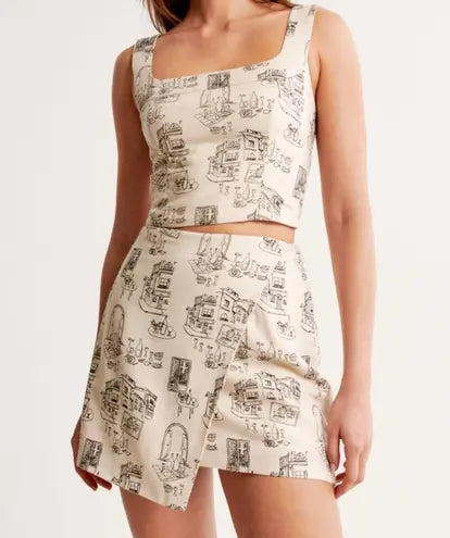 Abercrombie & Fitch Cafe Wrap Linen Mini Skirt - Small