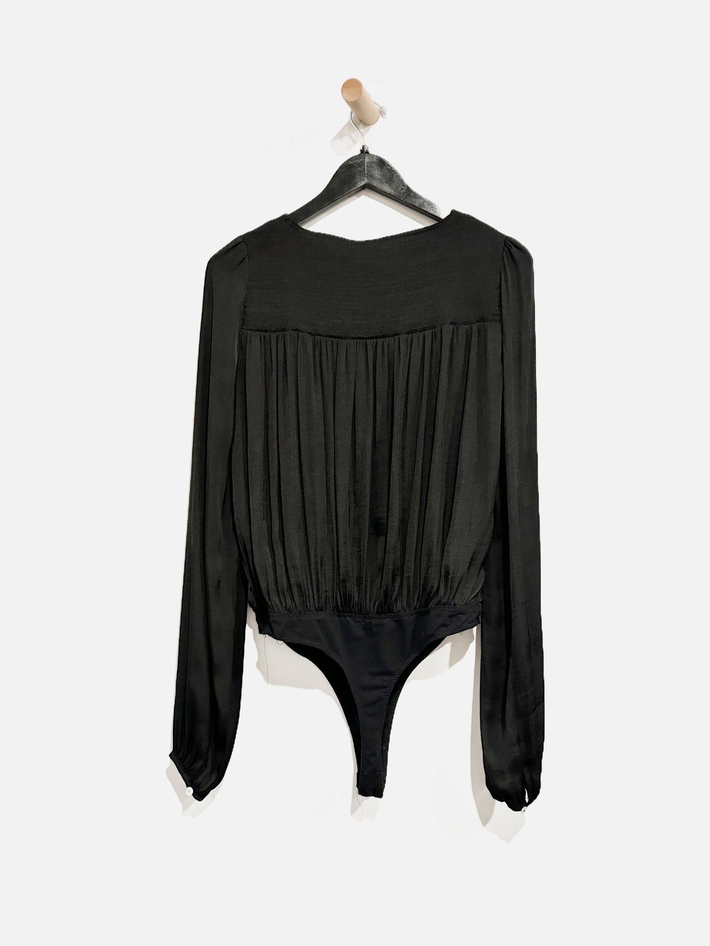Free People Black V Neck Bodysuit - XS