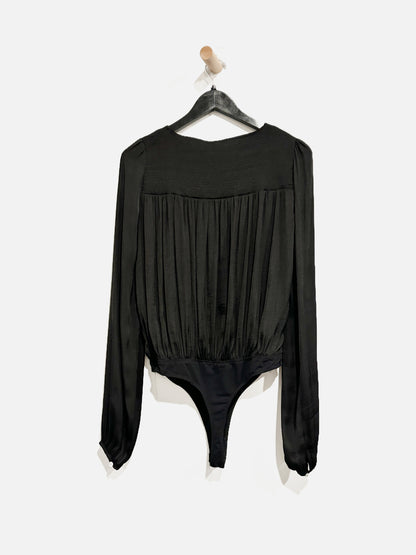 Free People Black V Neck Bodysuit - XS