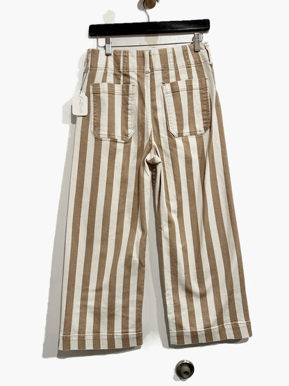 Anthropologie Maeve The Colette Cropped Wide Leg Jeans: Striped Edition in Khaki - 29
