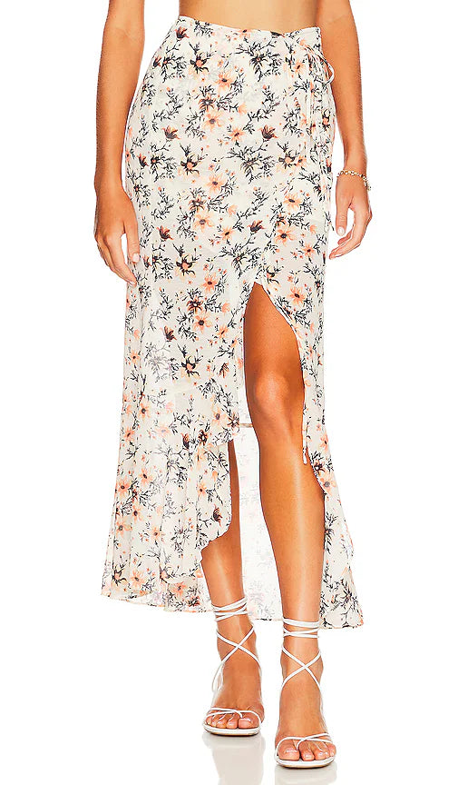 Free People Femme Edge Maxi Skirt in Ivory Combo - 0