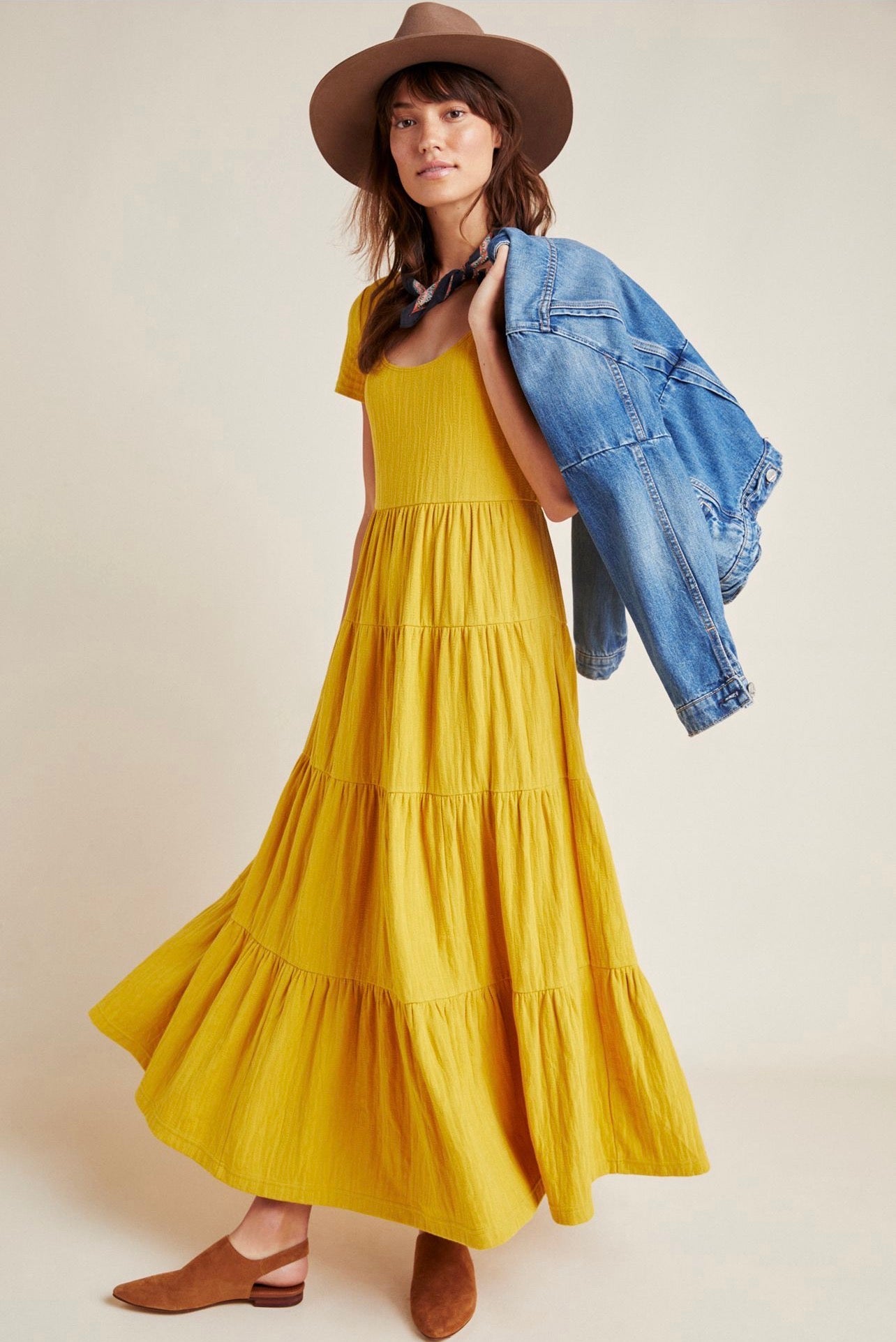 Anthropologie Maeve Gillian Tiered Maxi Dress in Honey - XSP