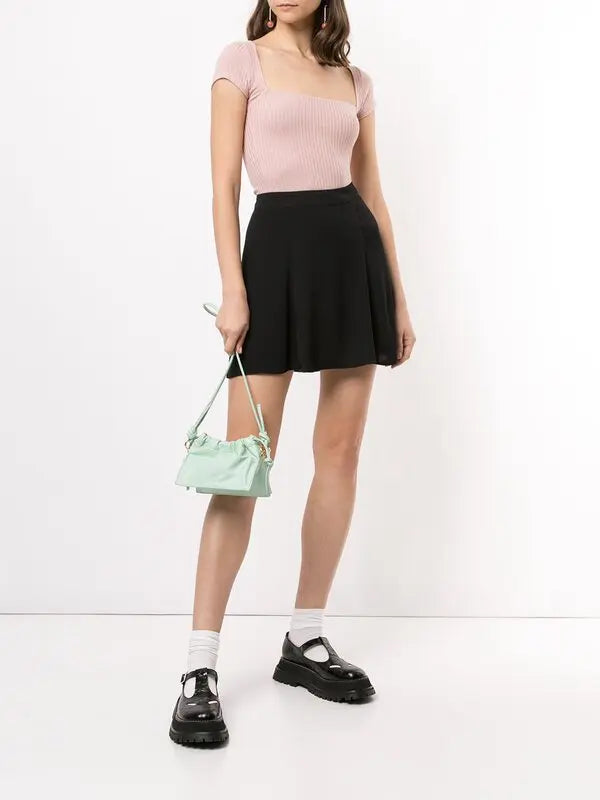 Reformation Black Flounce Mini Skirt - 4