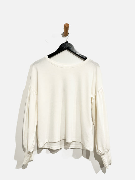 Bohme White Knit LS Top- Small