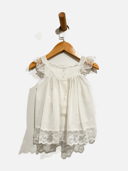 Bryan White Lace Dress w/Purple Bows
