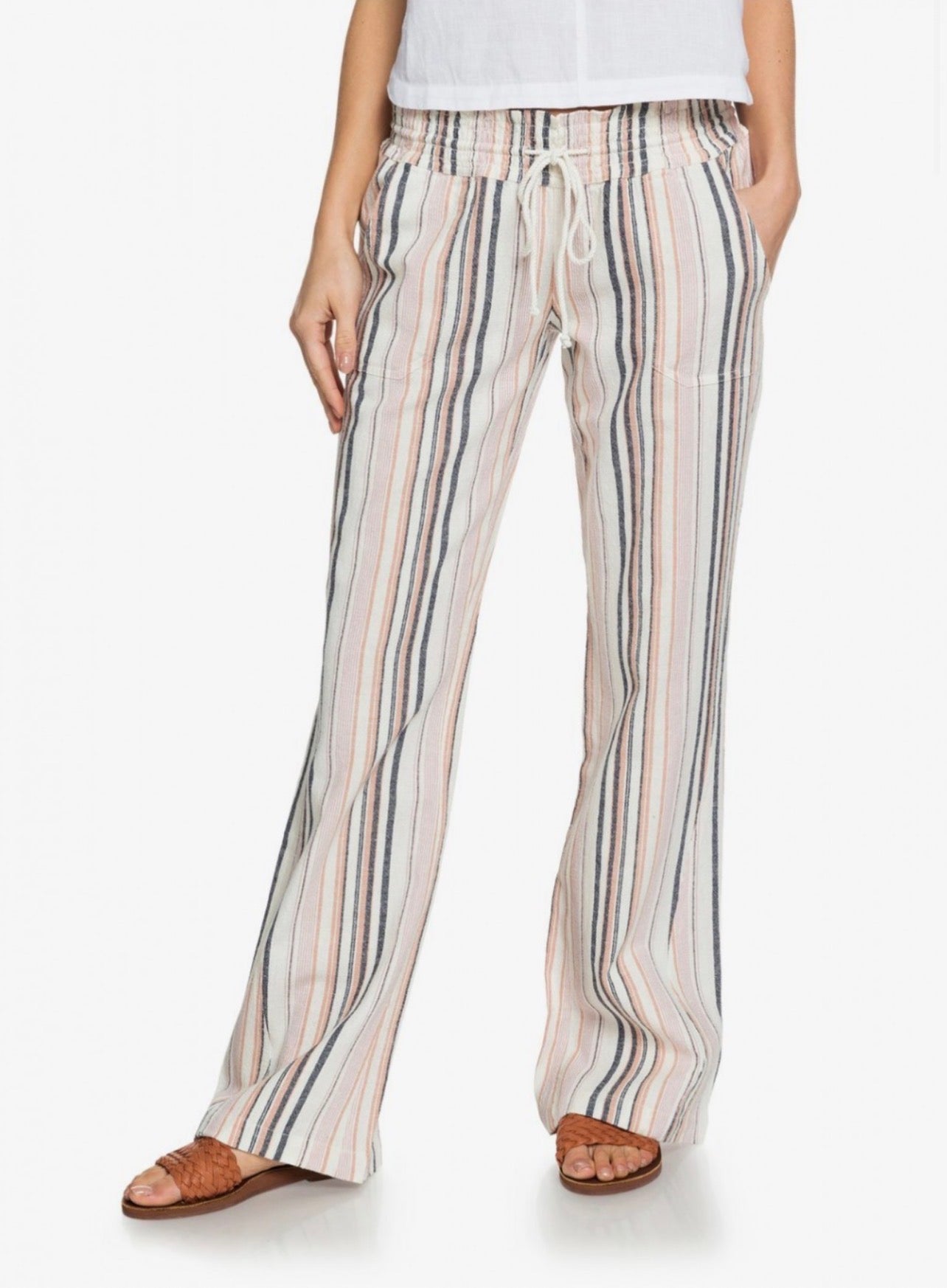Roxy Oceanside Flare Indigo Stripe Pants - Small