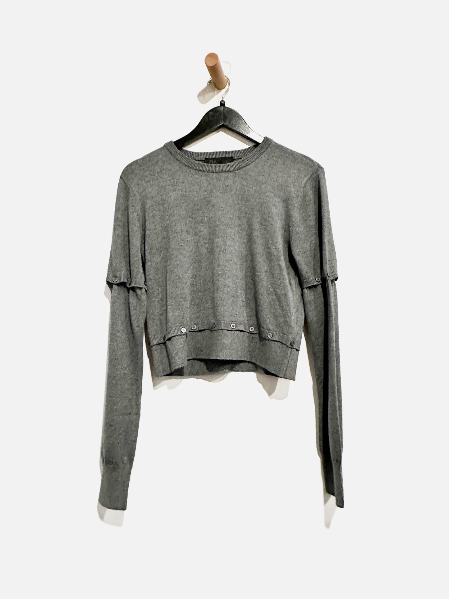 Zara Gray Button Sweater - Medium