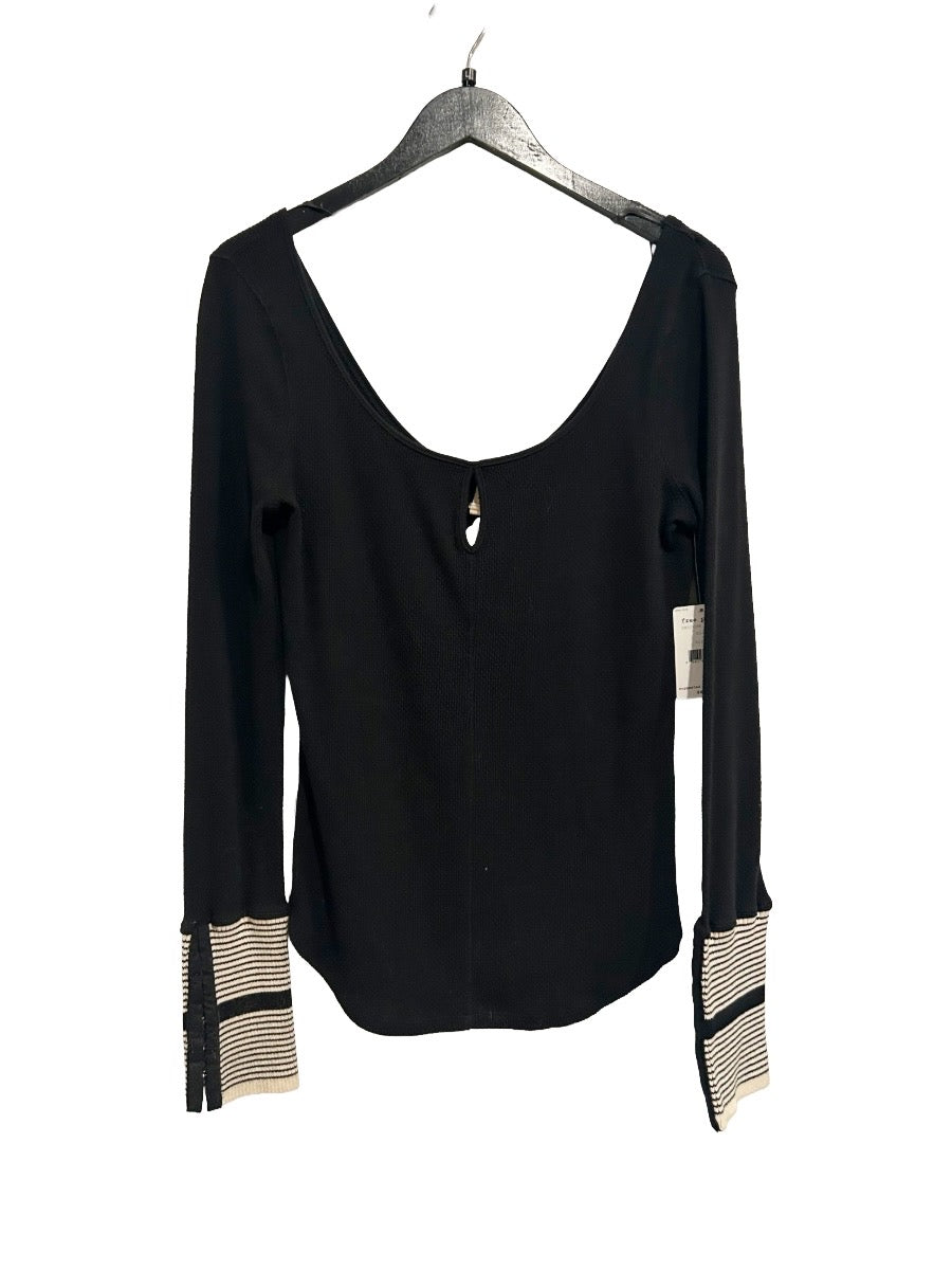 Free People NWT Mod Cuff Striped Thermal in Black - Large