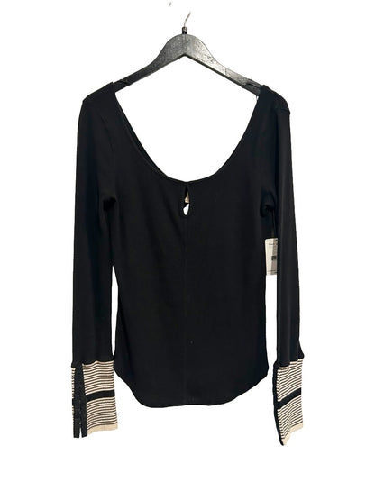 Free People NWT Mod Cuff Striped Thermal in Black - Large
