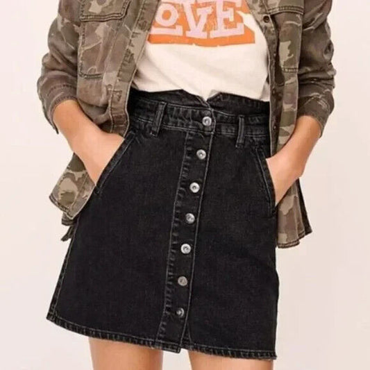 Anthropologie Pilcro Black Denim Mini Skirt - 6
