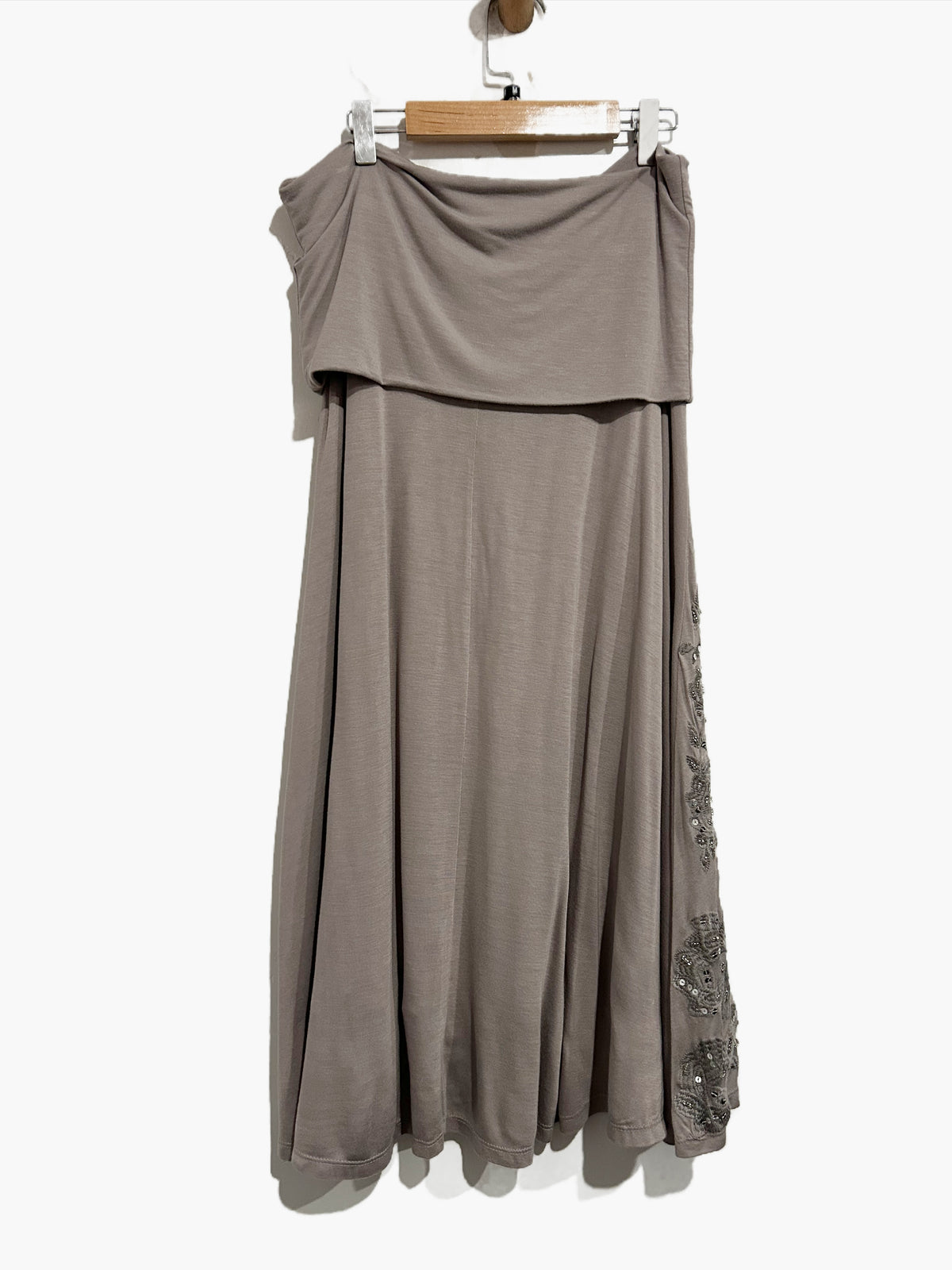 INC Y2K Gray Embroidered Sequin Maxi Skirt - Medium