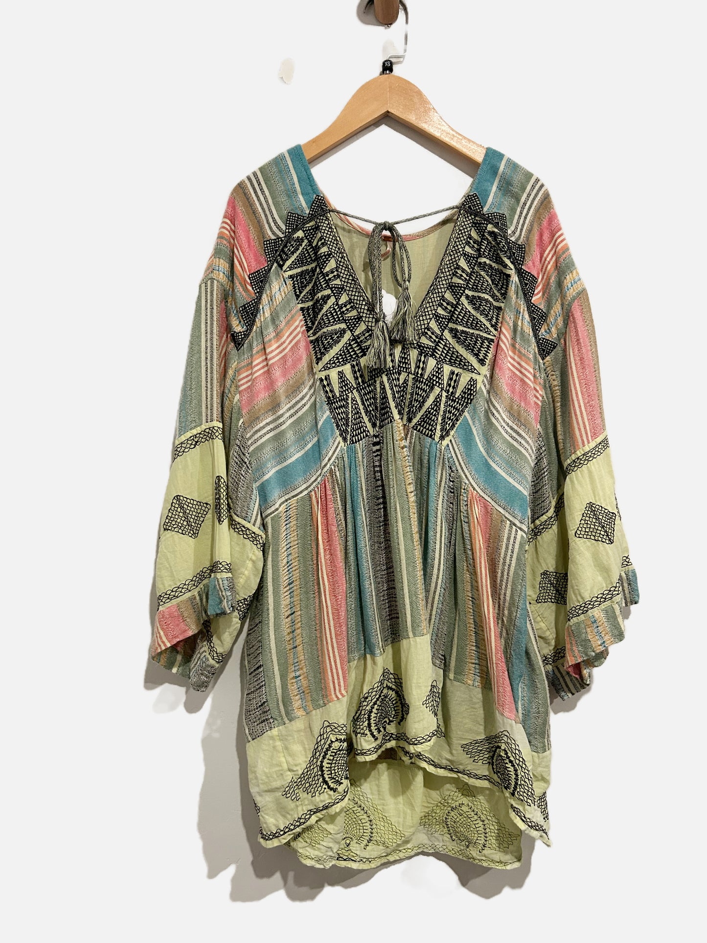 Free People Skye Oversized Colorful Boho Embroidered Tunic - XS