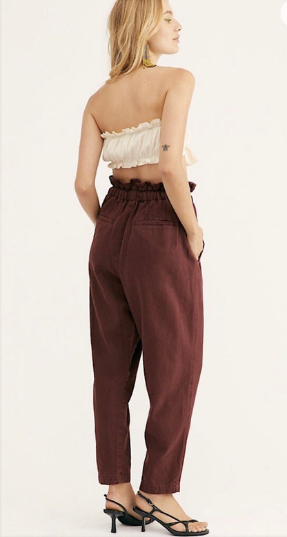 Free People Margate Pleated Trouser Pants in Vina - Large