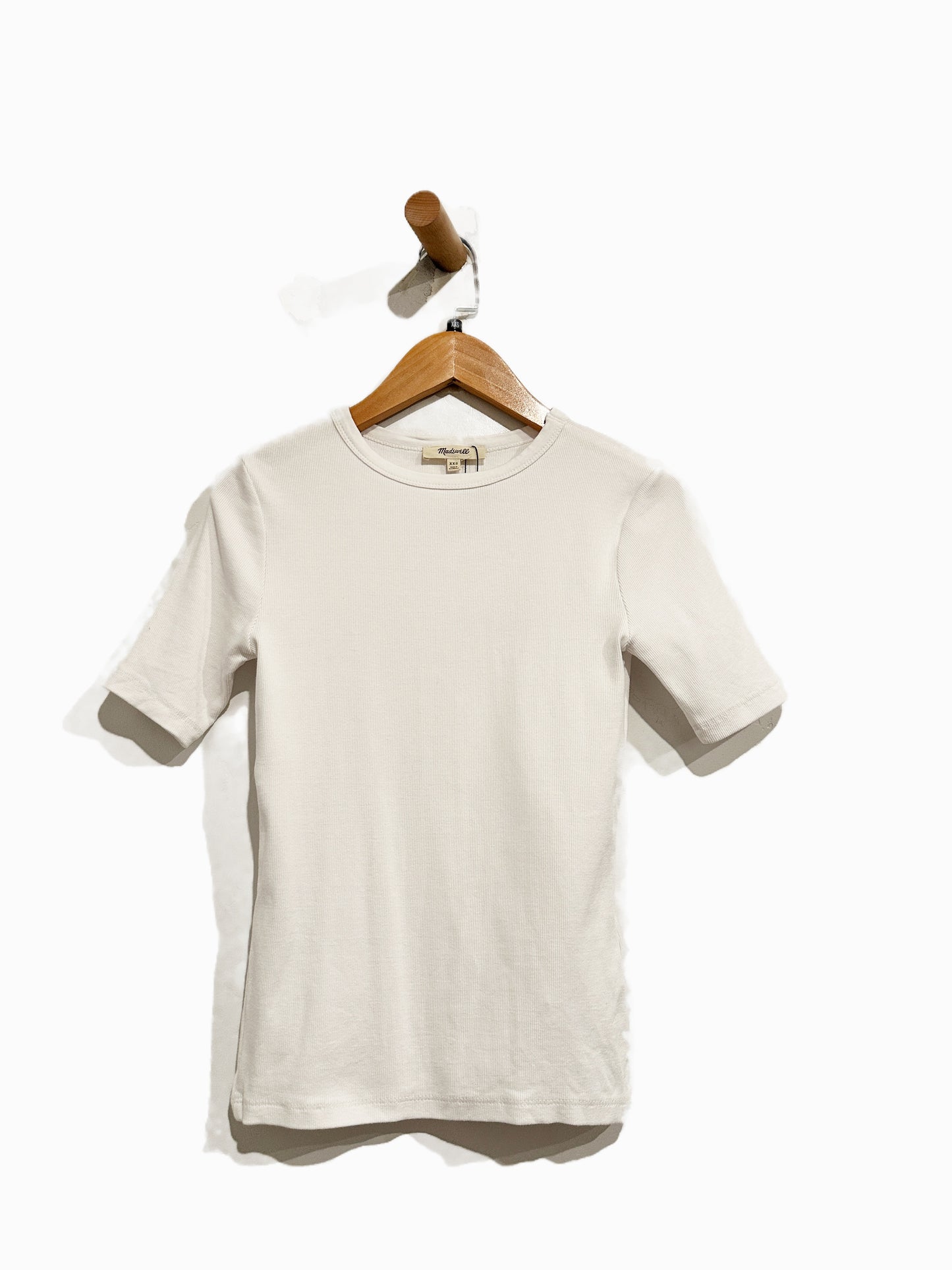 Madewell White Ribbed Elbow Tee - XXS