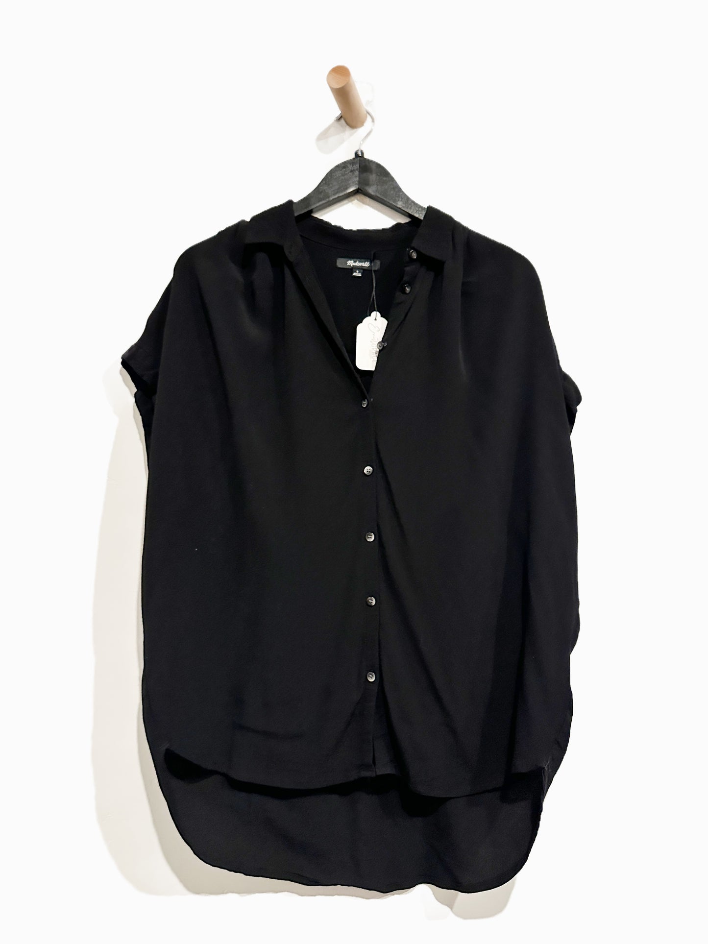 Madewell Central Drapey Shirt in True Black - Small