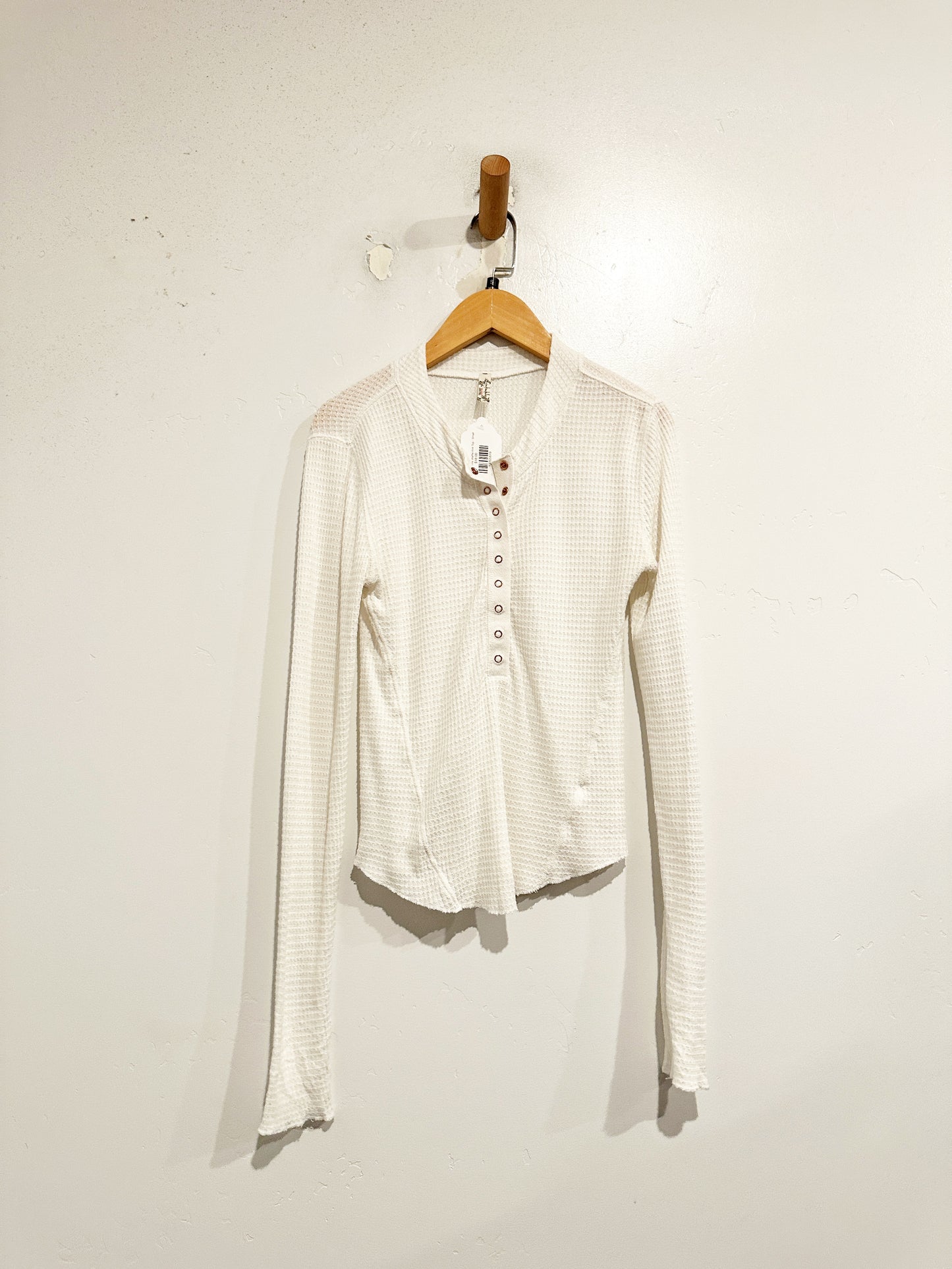 Free People White Waffle Knit Top - Small