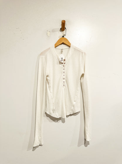 Free People White Waffle Knit Top - Small