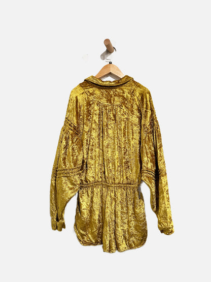 Urban Outfitters Gold Velvet Romper - Small