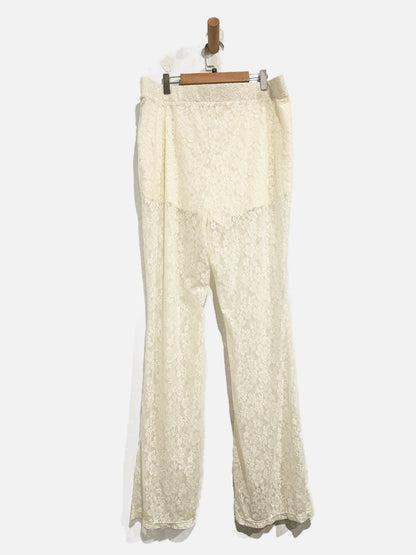 NWT Cream Lace Elastic Waistband Pants  - Large
