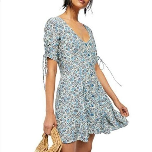 NWT Free People Laced Up Mini Dress in Ivory Combo - XS