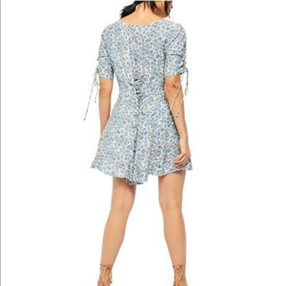 NWT Free People Laced Up Mini Dress in Ivory Combo - XS