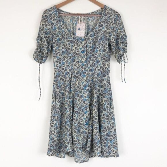 NWT Free People Laced Up Mini Dress in Ivory Combo - XS