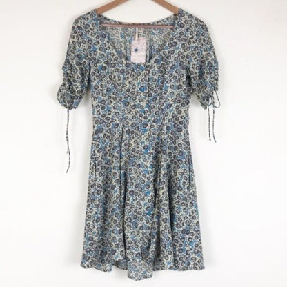 NWT Free People Laced Up Mini Dress in Ivory Combo - XS