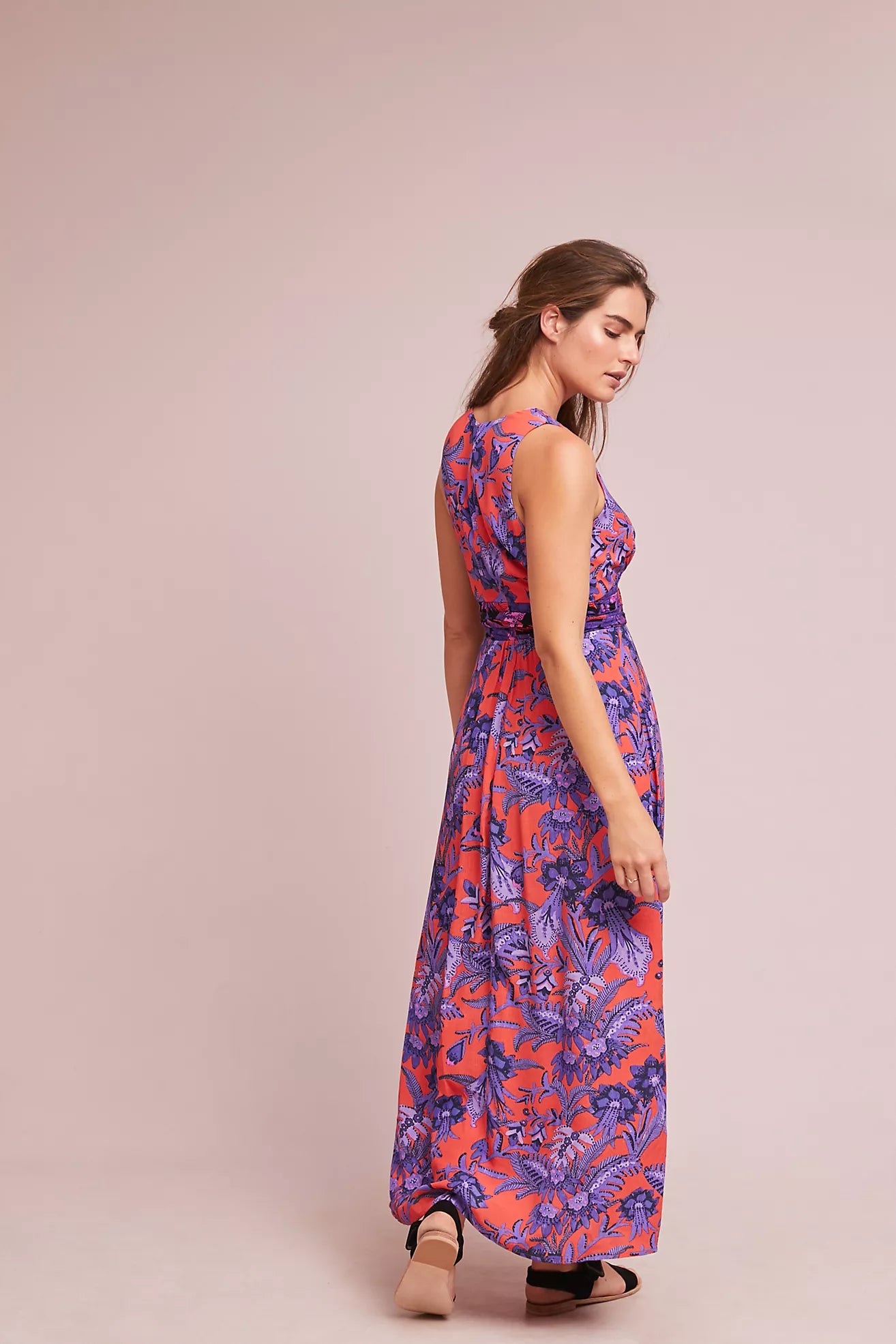 Anthropologie Maeve Orange/Purple Maxi Dress - 10