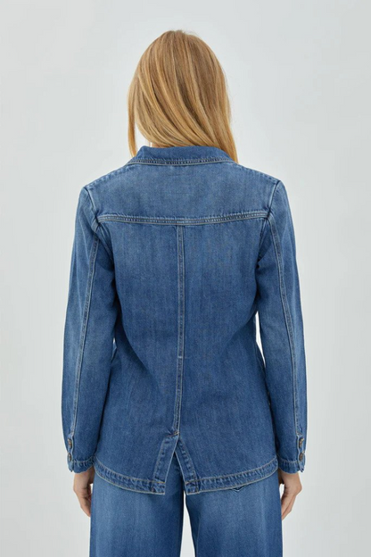 Hidden Rebel Denim Blazer in Medium Wash - XS