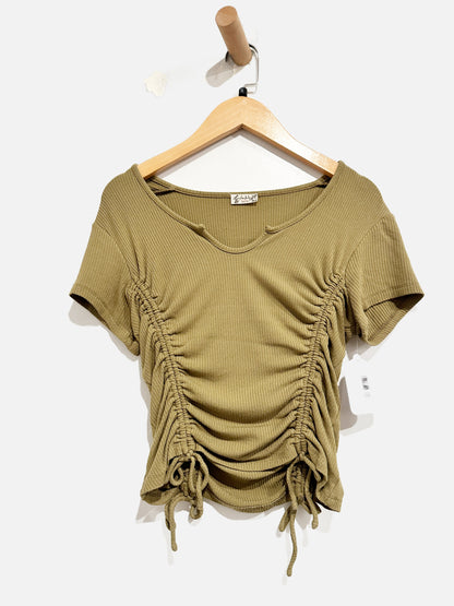 Free People Green Cinched SS Top - Small