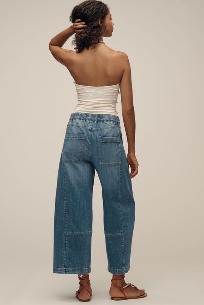 Anthropologie Pilcro Izzie Relaxed Pull-On Barrel Jeans in Palms Wash - Large