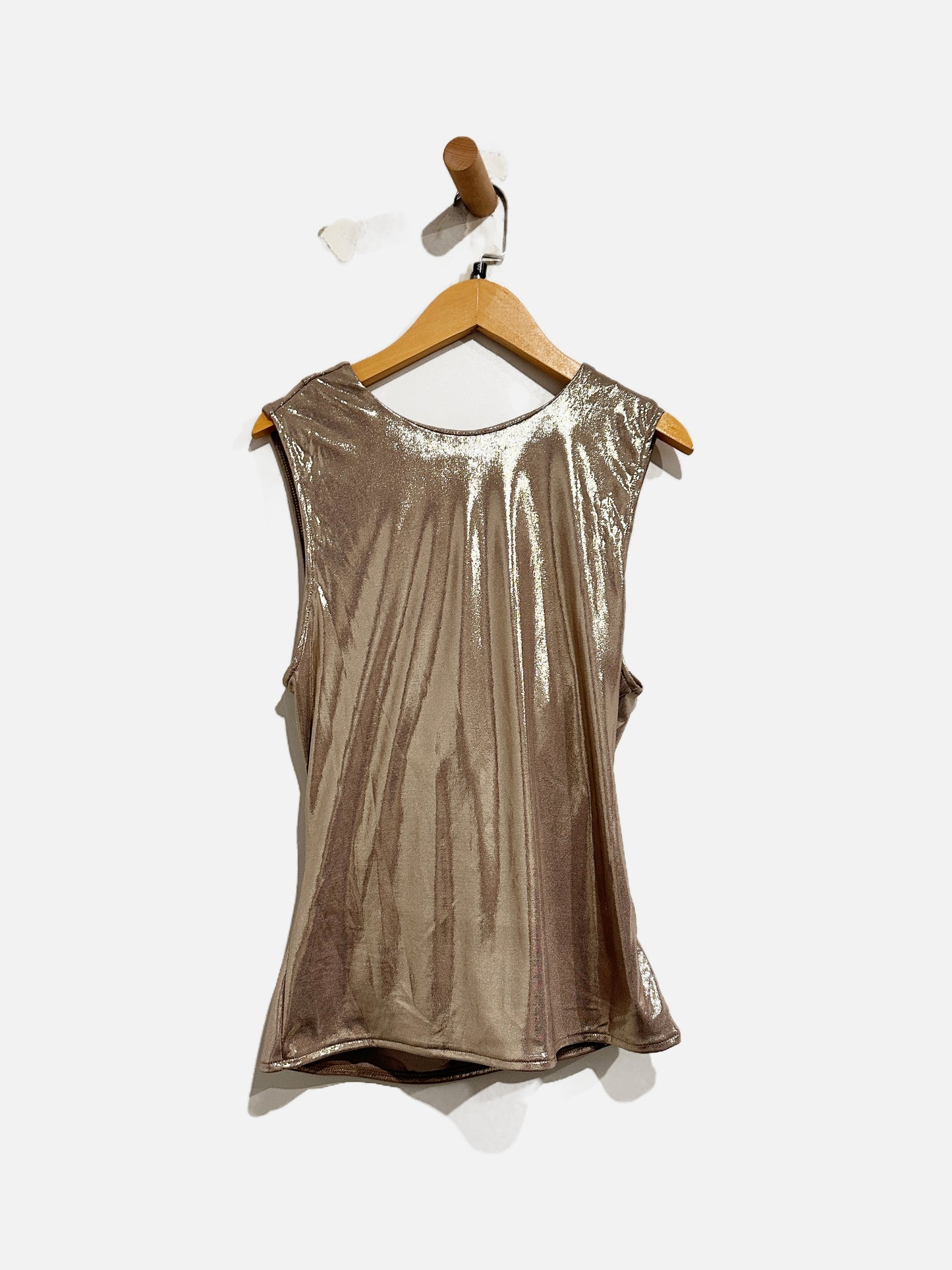 Free People Gold Cowl Neck Tank Top - Small