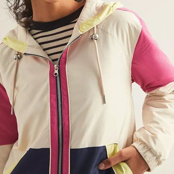 Anthropologie Maeve Venus Neon Windbreaker Jacket Size Small