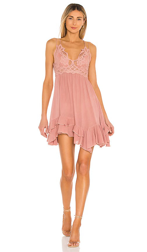 Free People Pink Lace Adella Dress - Large