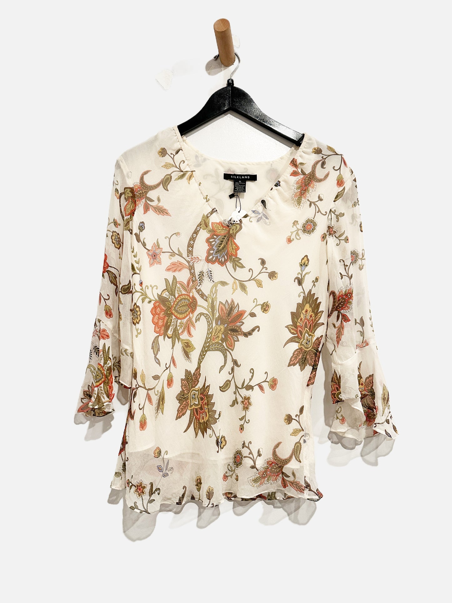 Silkland Cream Paisley Y2K Top - XL
