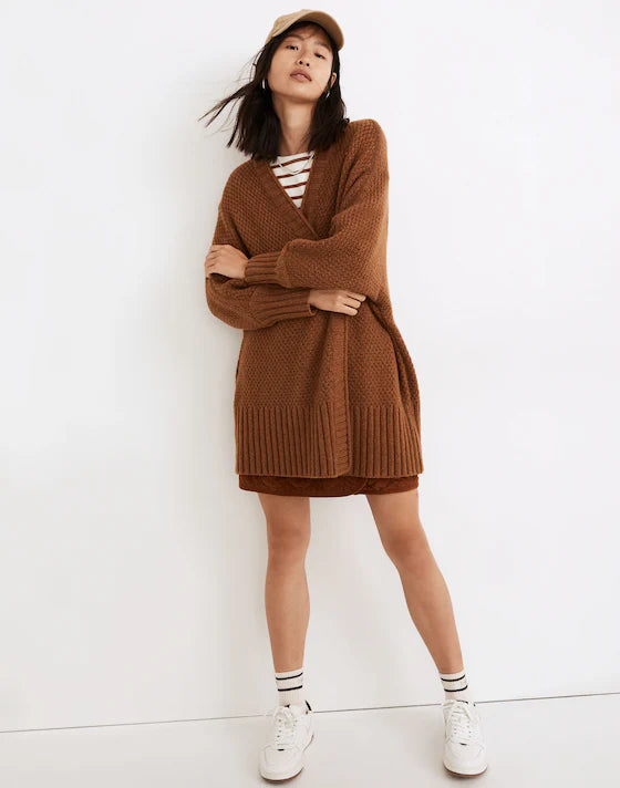 Madewell Whitley Open Cardigan Sweater in Heather Cumin - XS