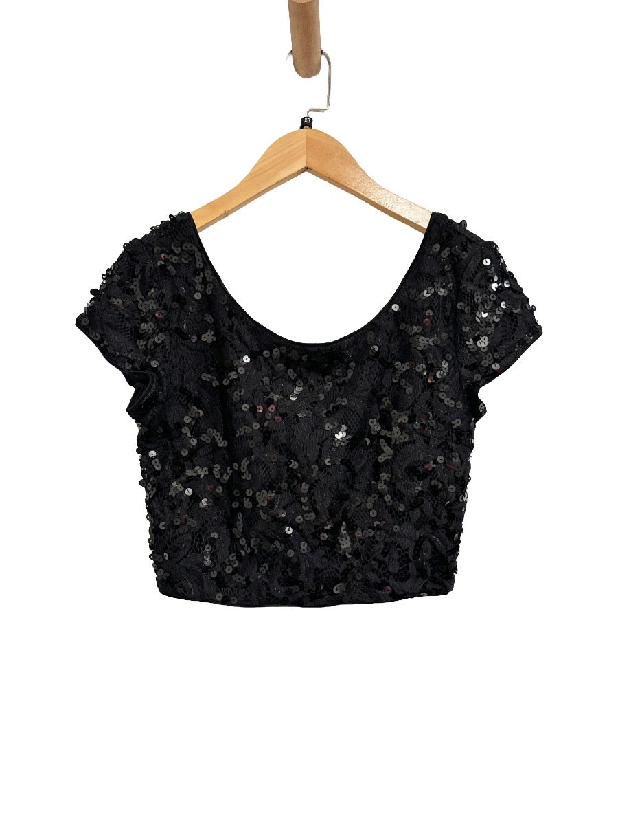 Express Black Sequin Skirt Set - XS