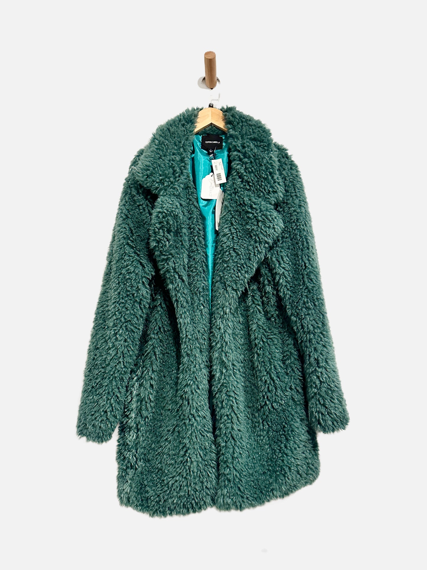 Cotton Candy Teal Faux Fur Jacket - Large