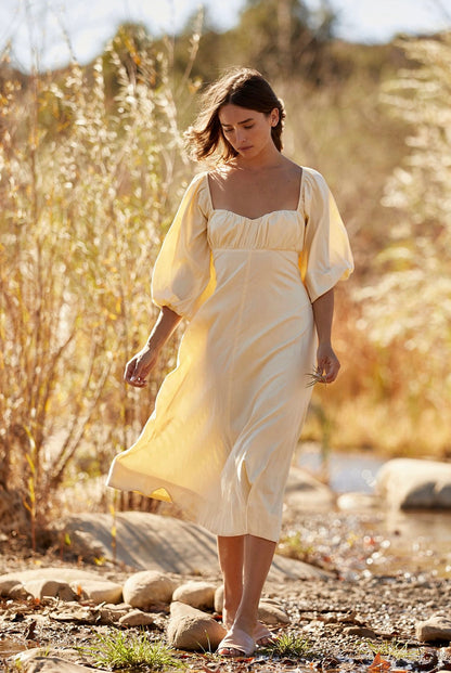 Free People Louie Midi Dress in Sunbath - XS