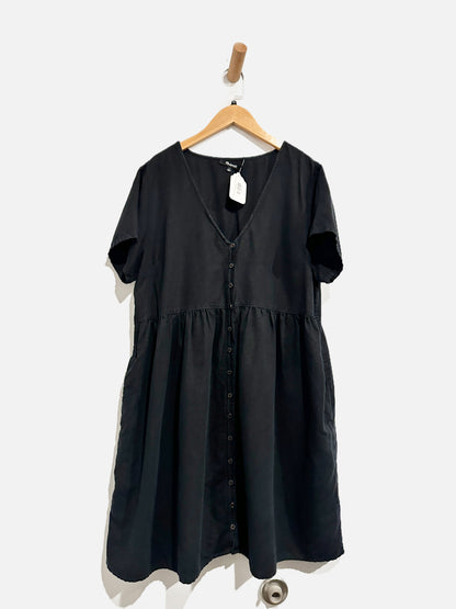 Madewell Black Linen Button Front Dress - Large