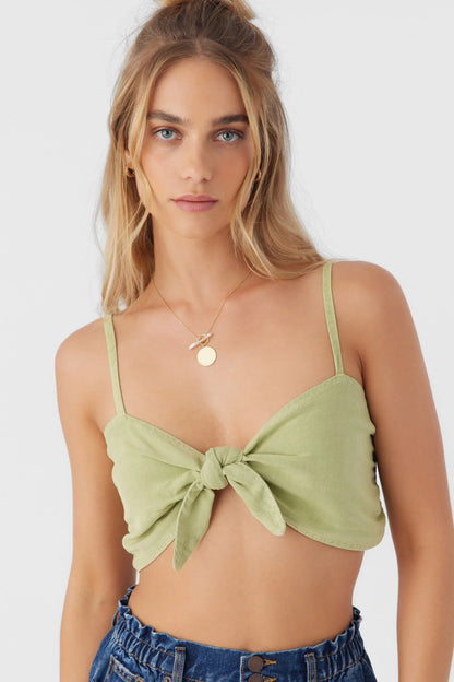 O’Neill Lea Tie-Front Crop Top in Winter Pear - XS