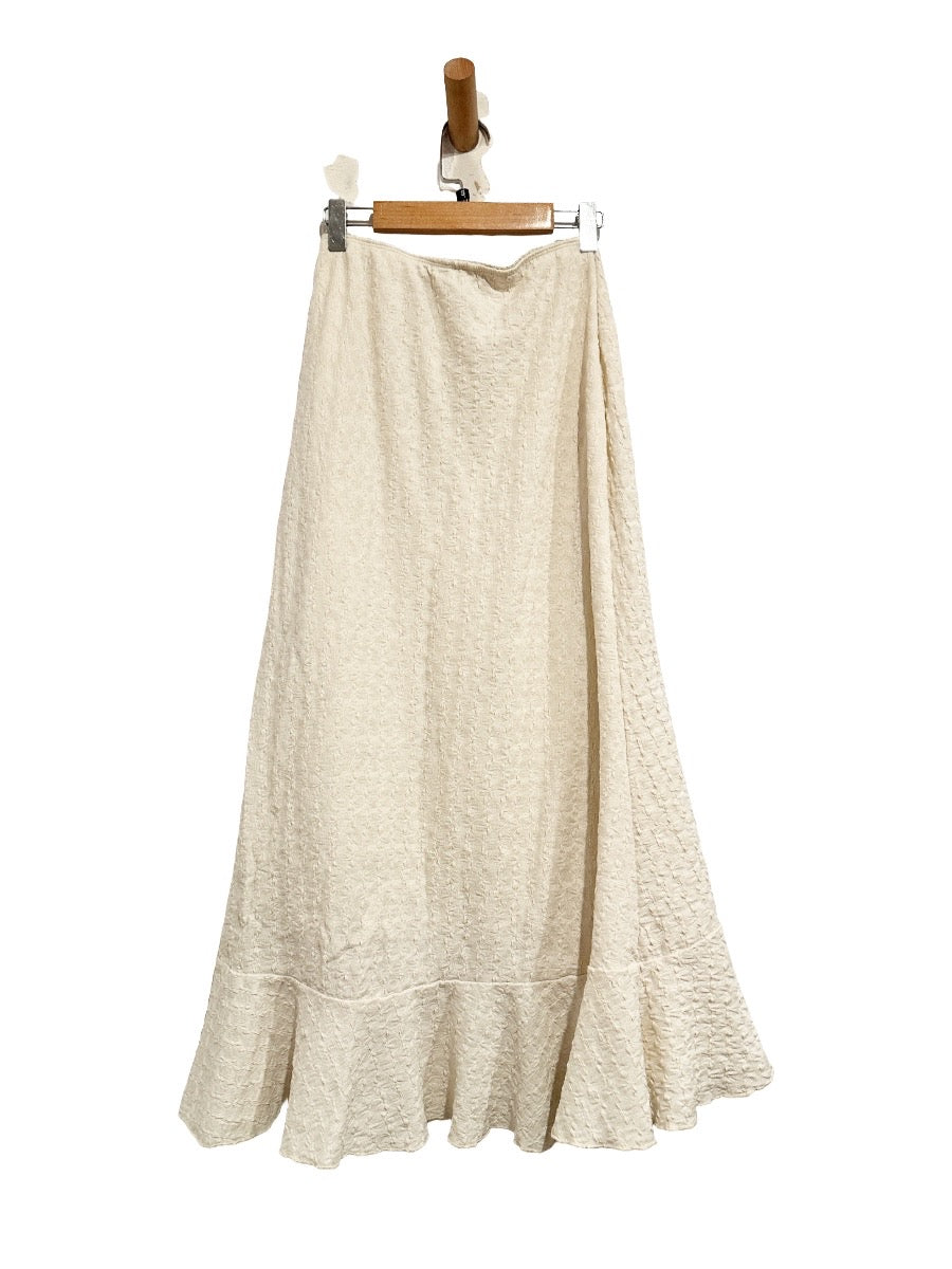 White Asymmetric Ruffle Hem Skirt