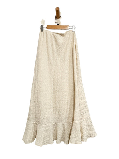 White Asymmetric Ruffle Hem Skirt