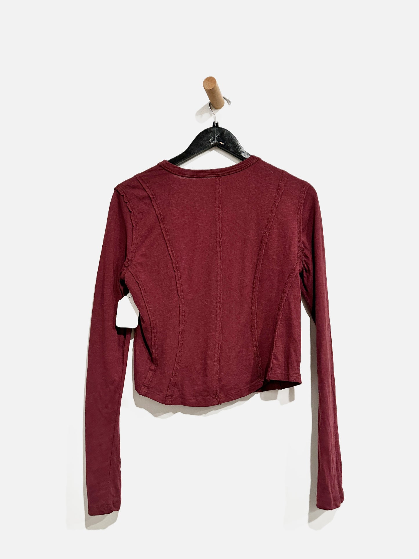 Anthropologie Maroon Seamed LS Top - Small