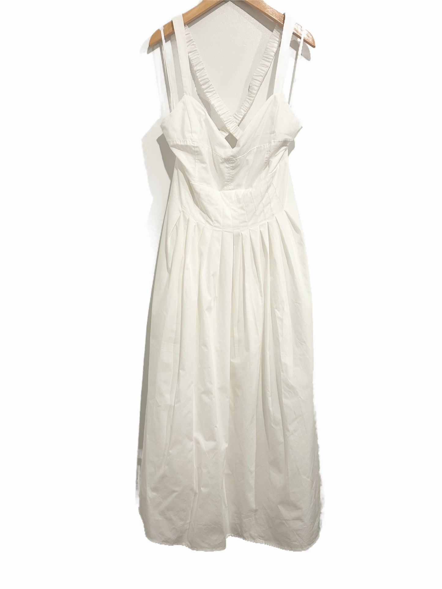 Lulus Strolling Sicily White Pleated Backless Midi Dress - Medium