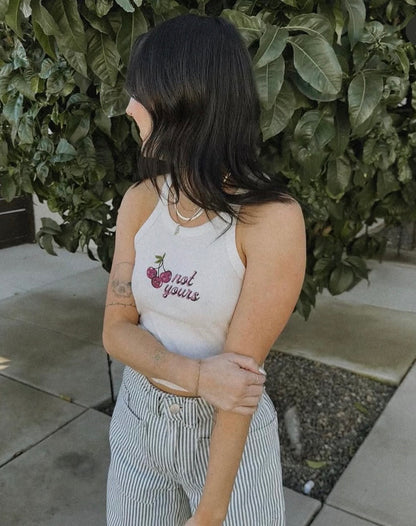 Urban Outfitters White “Not Yours” Cherry Tank - XS