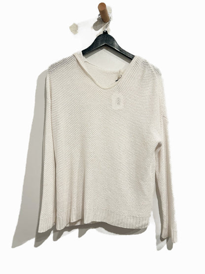 Eileen Fisher White Open Knit Hoodie Pullover - PM